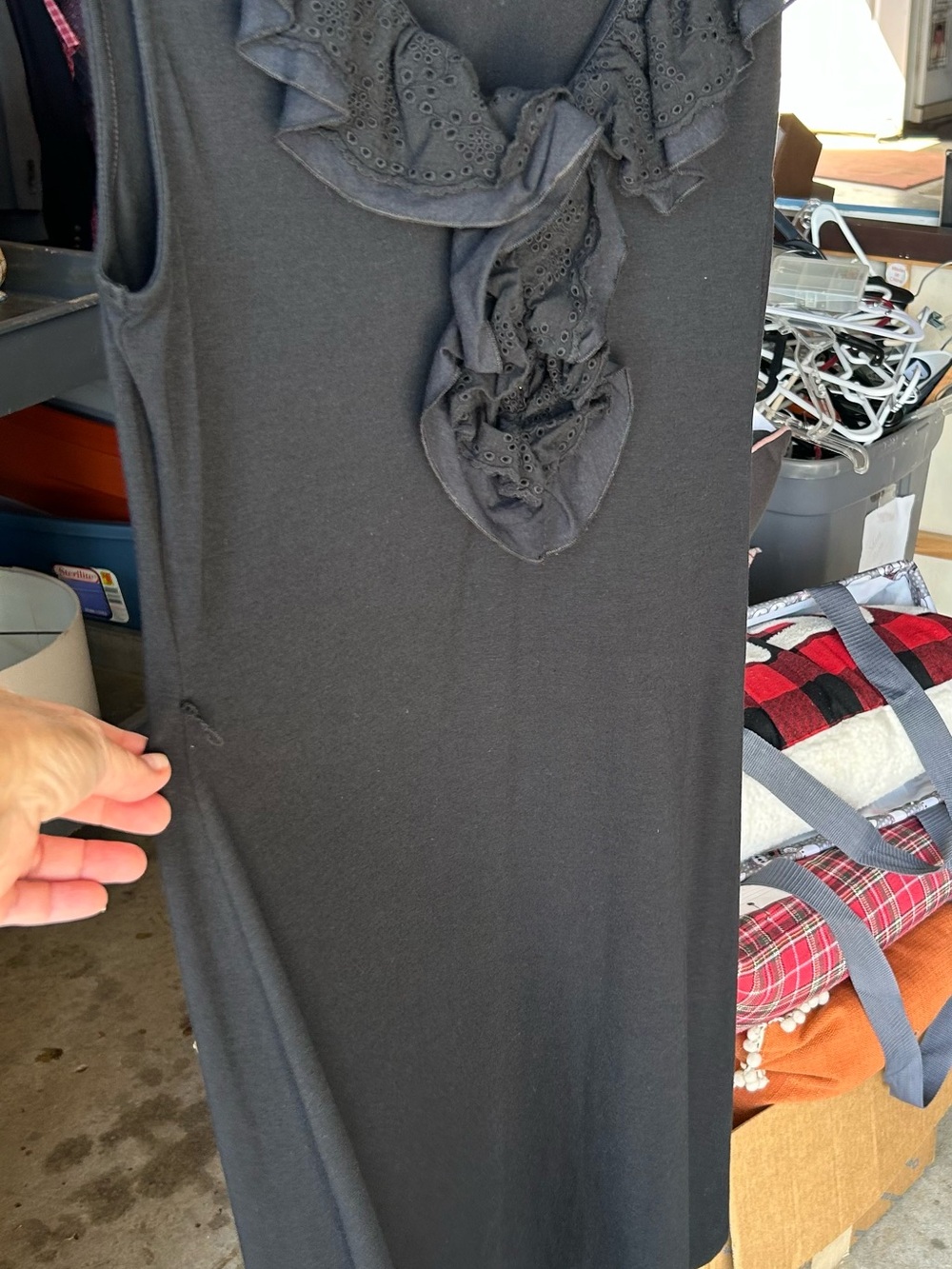 Ralph Lauren Black Sleeveless Ruffle Eyelet Tank Dress Small